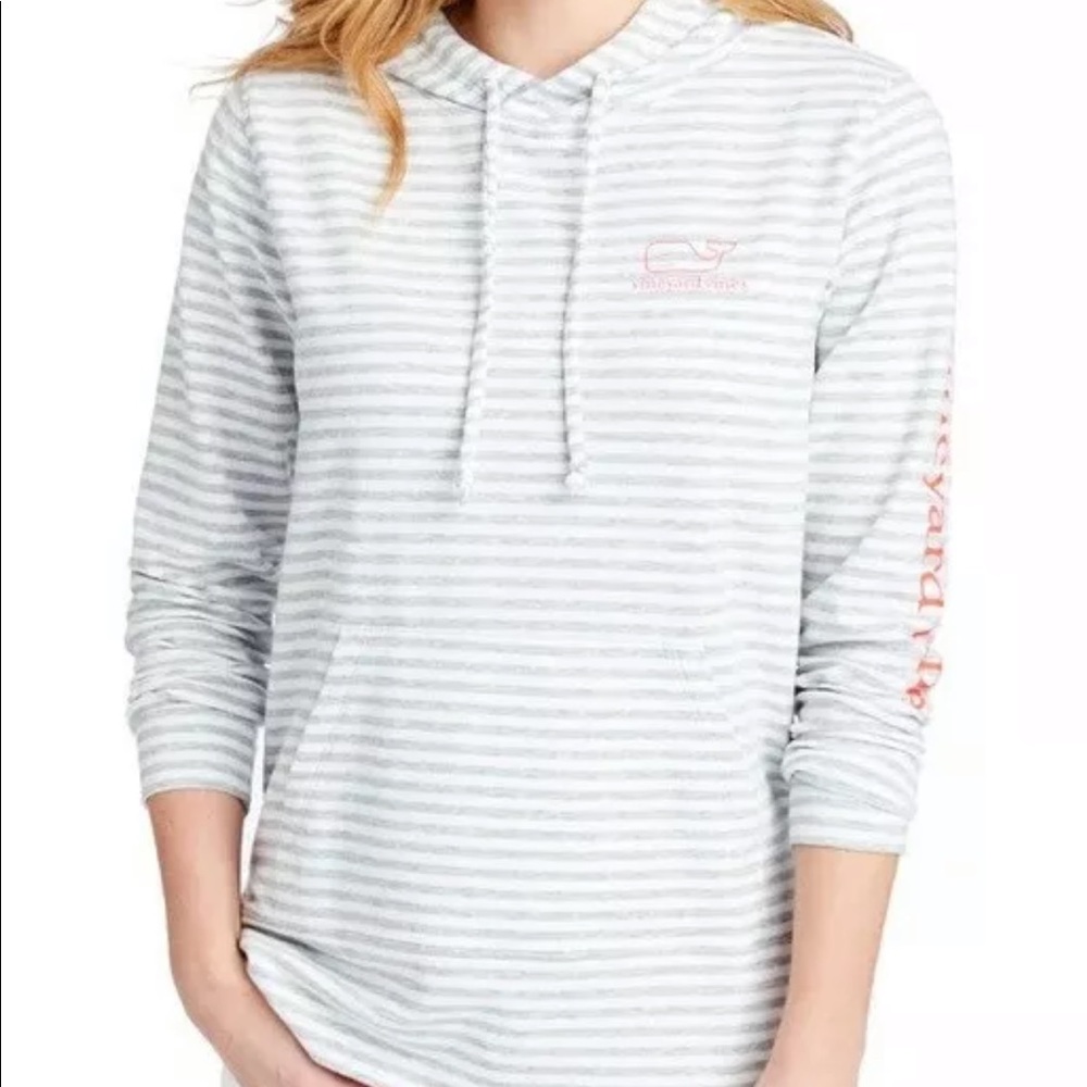 NWOT Vineyard Vines LS Striped Whale Terry Hoodie